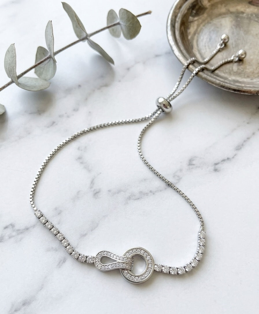 Tennis Bracelet with Circle charm & Infinity Loop