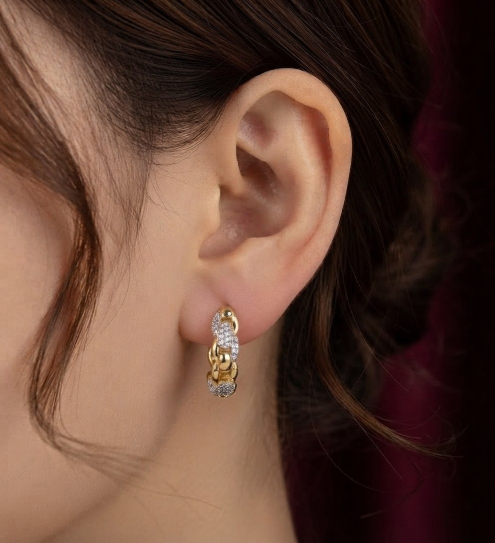 Half Circle Zircon Earrings