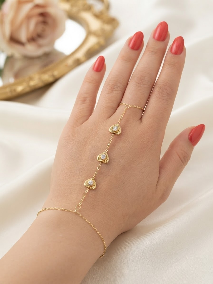 Trio of Hearts Hand Chain