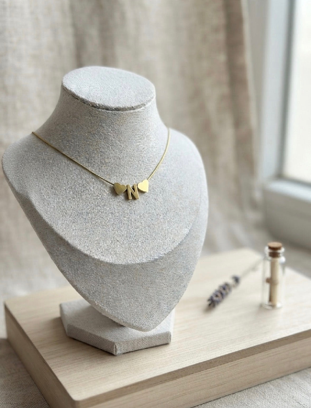 The Letter & Hearts Pendant Necklace