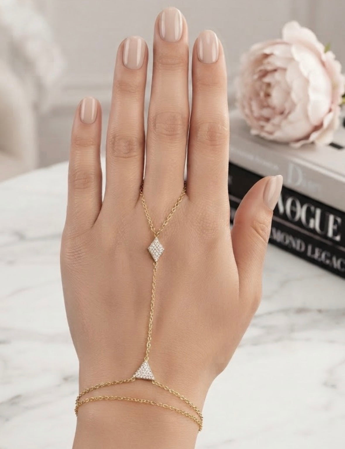 Rhombus & Triangle Palm Piece Hand Chain