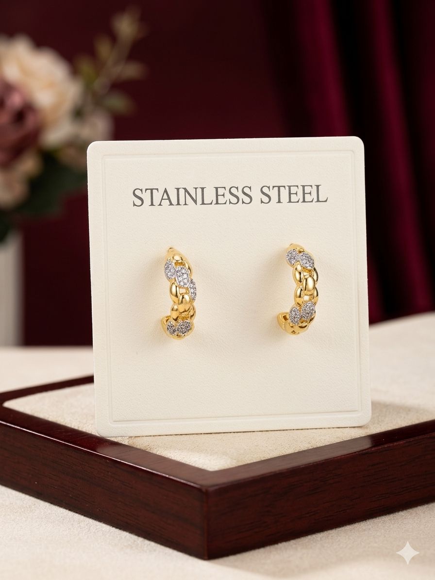 Half Circle Zircon Earrings