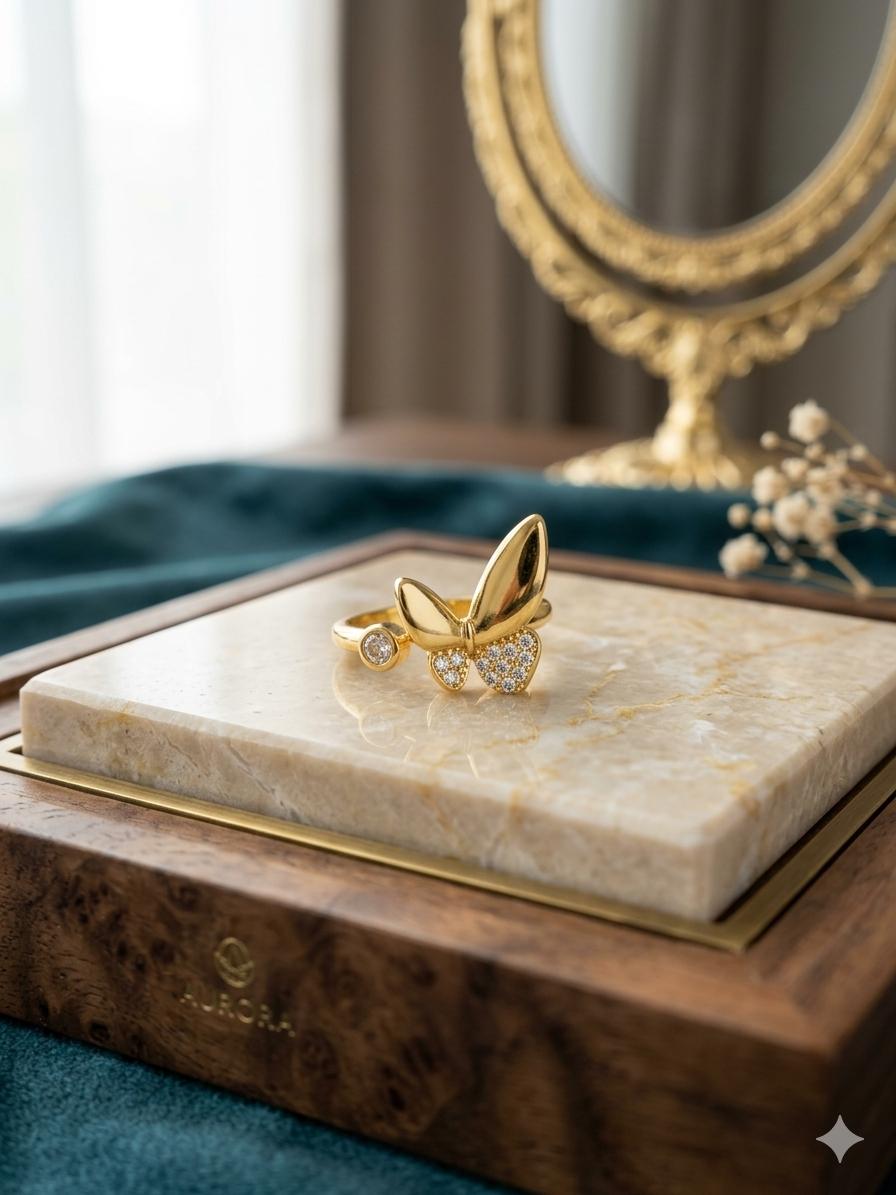 Butterfly Gold Plated Ring (free size)