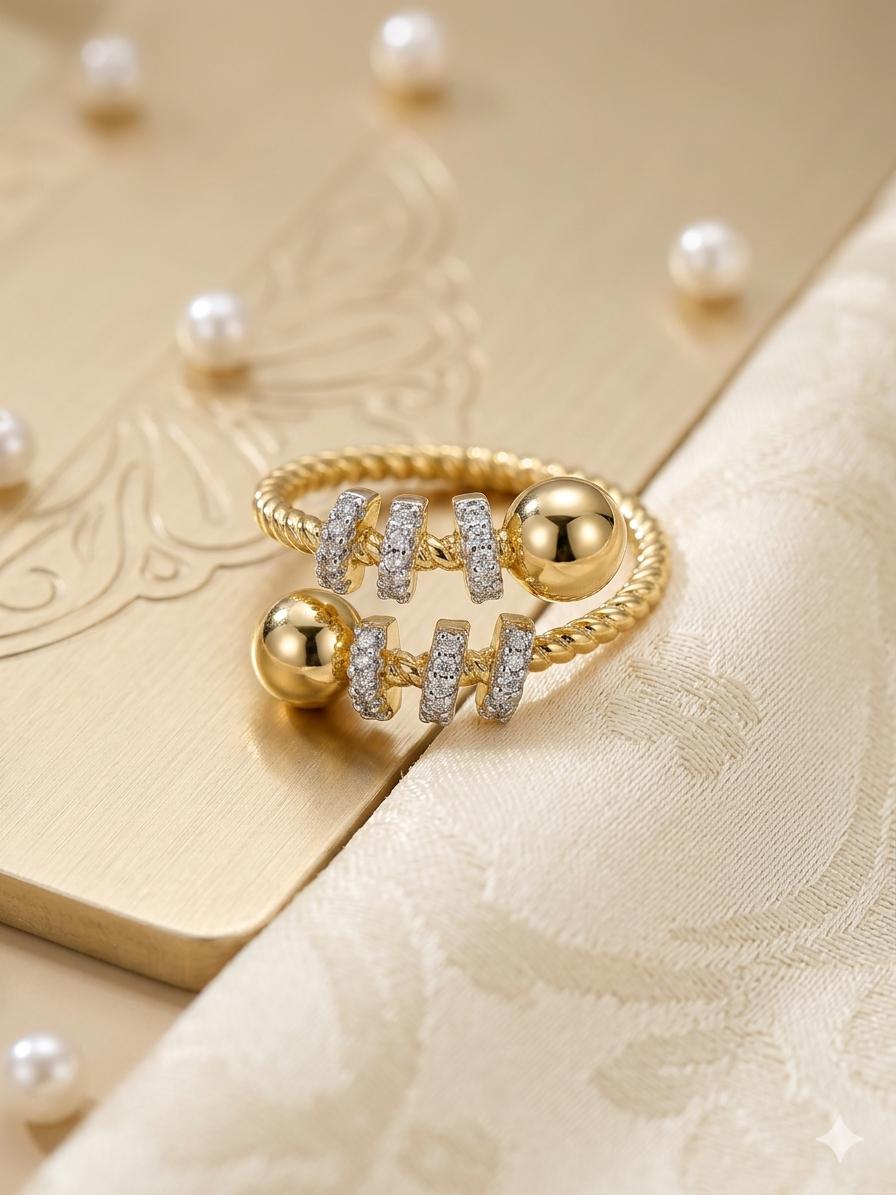New Double Zircon Ring (free size )