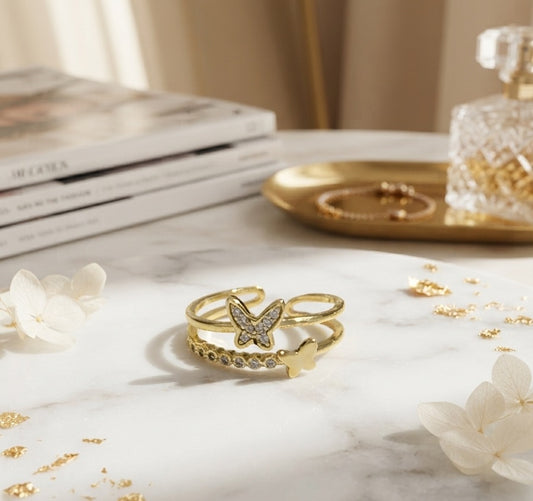The Lumina Butterfly Ring ( Free Size )