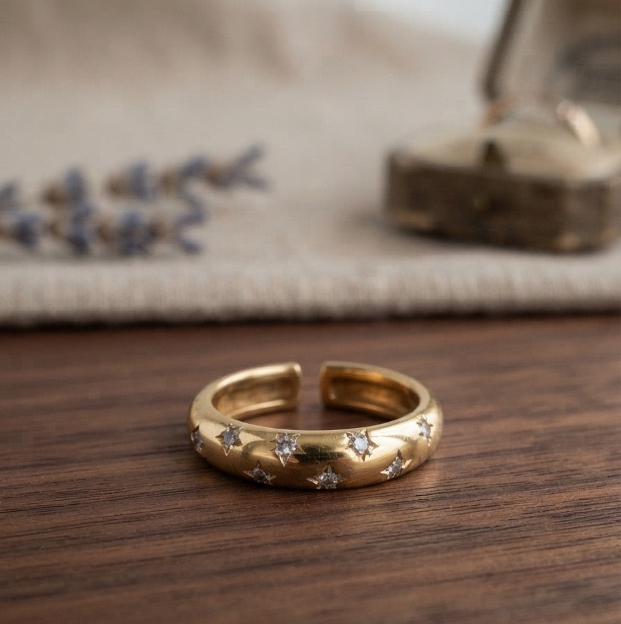 Starry Dome Gold Pinky Ring