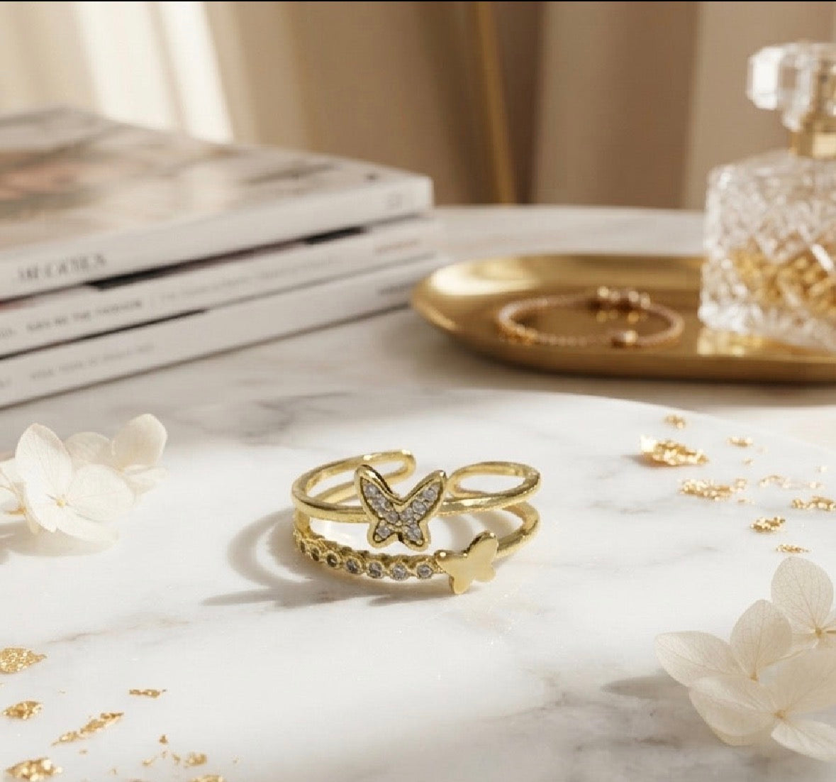 The Lumina Butterfly Ring ( Free Size )