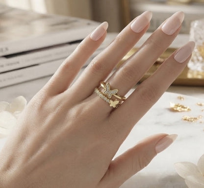 The Lumina Butterfly Ring ( Free Size )