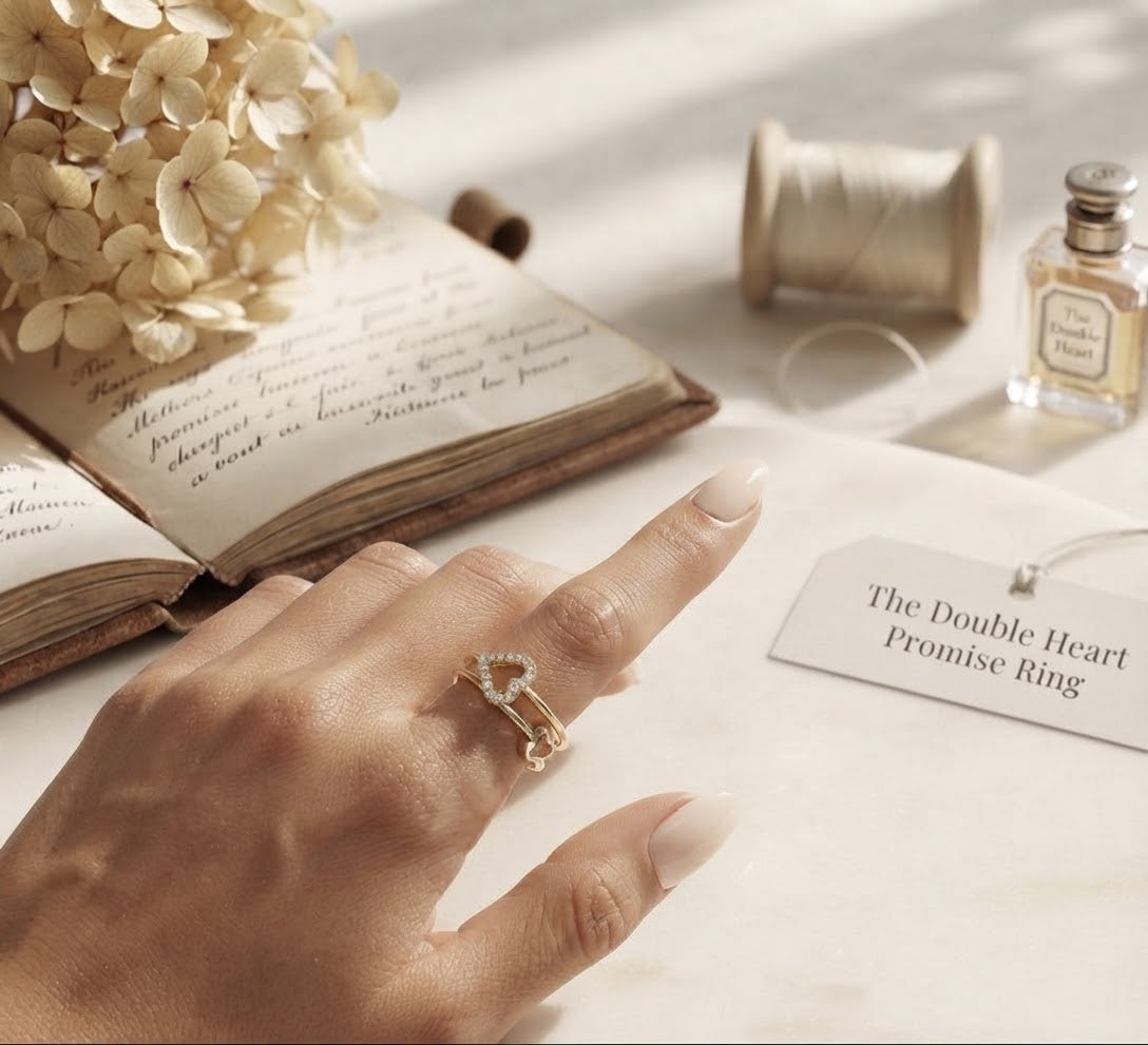 Double Heart Promise Ring ( Free Size )