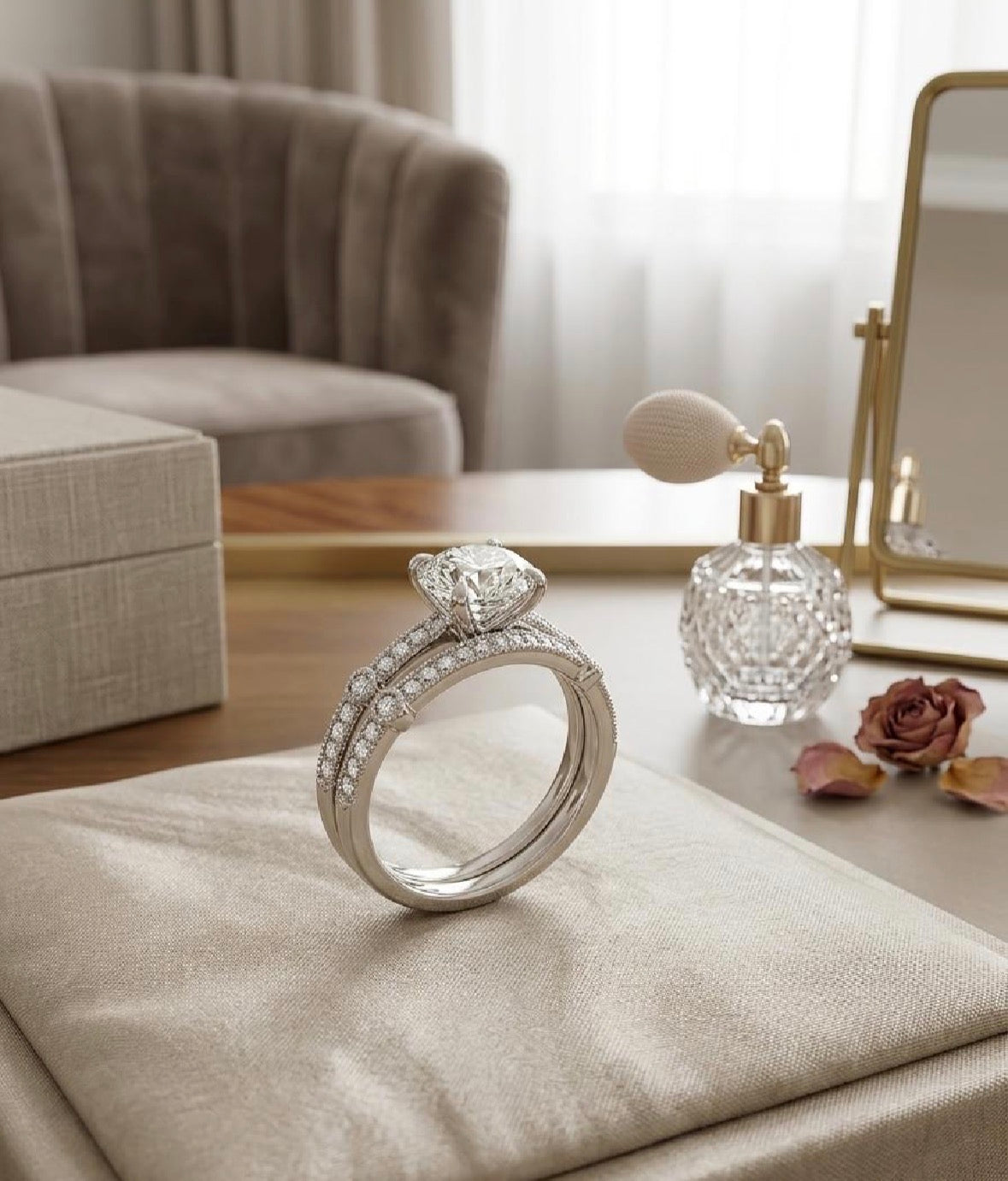 Zircon White Gold Plated Ring