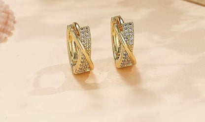 Zircon Crossover Earrings 316 L Gold Plated