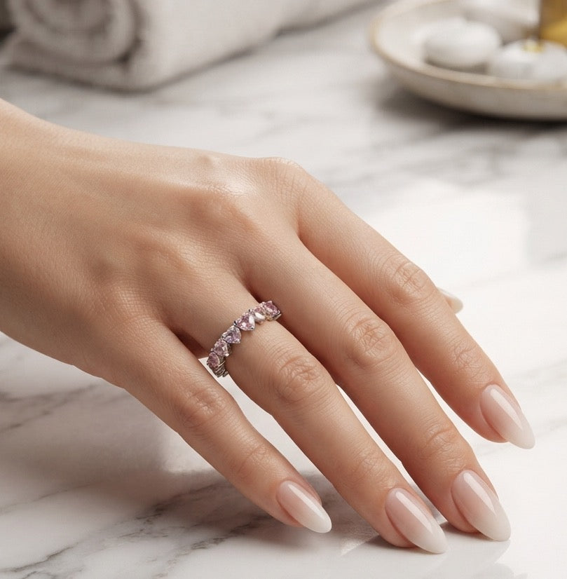 Aura Pink Heart Ring ( Free Size )