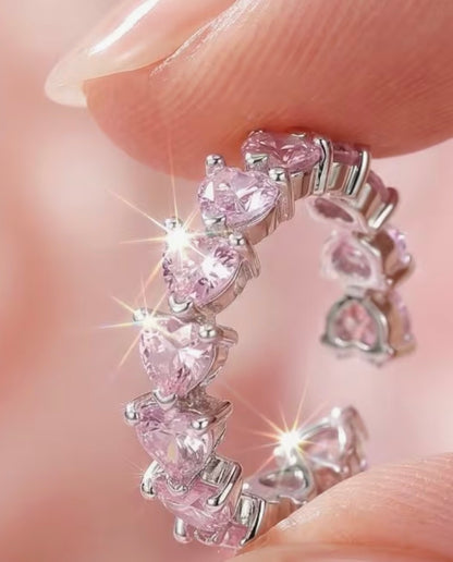 Aura Pink Heart Ring ( Free Size )