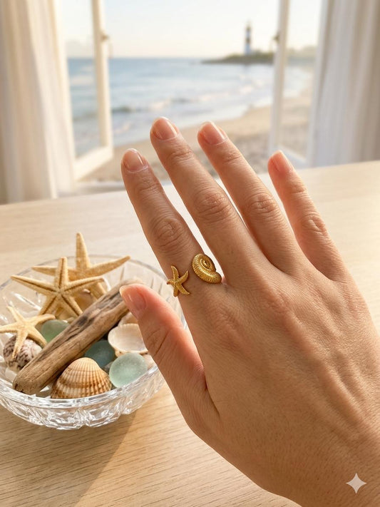 Spiral & Star Ring (free size)
