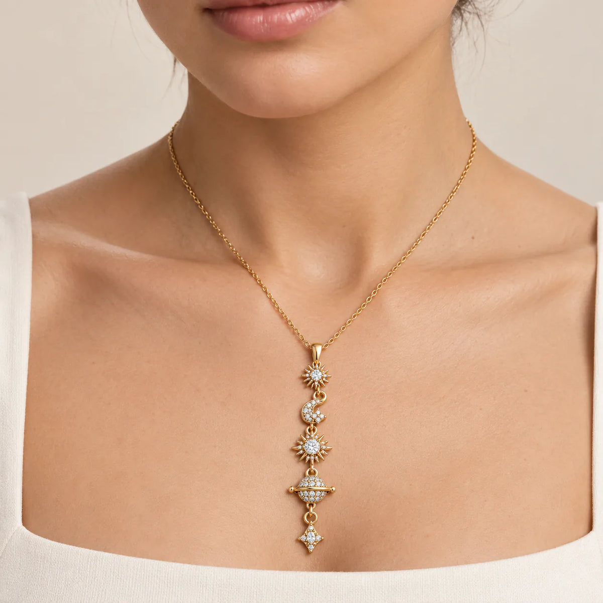 Orbital Drift Necklace - on model