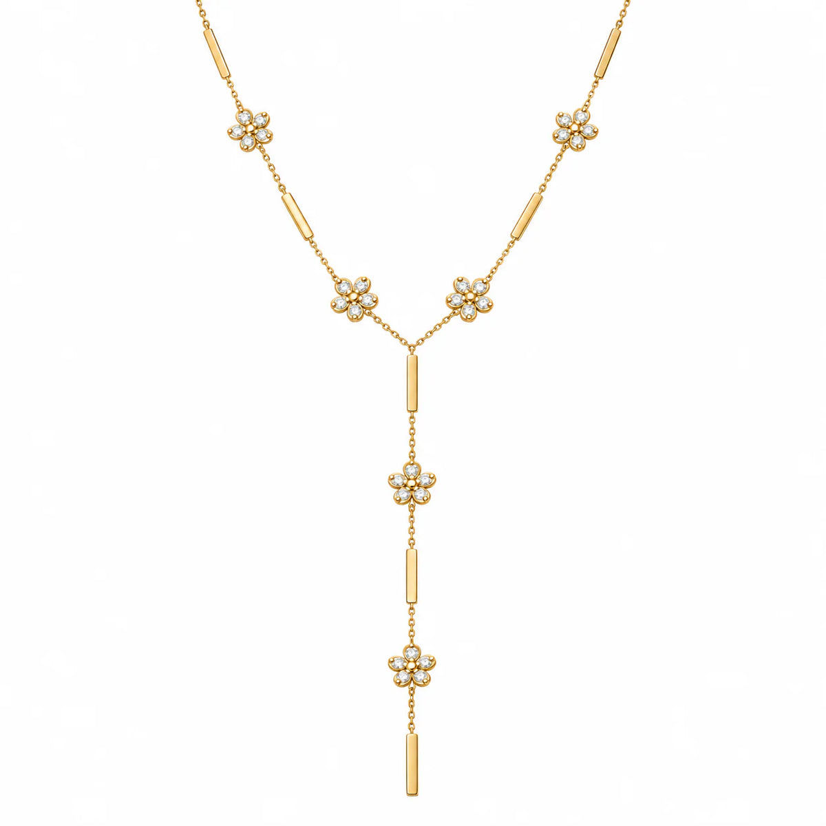 Golden Blossom Drop Y-Necklace - studio