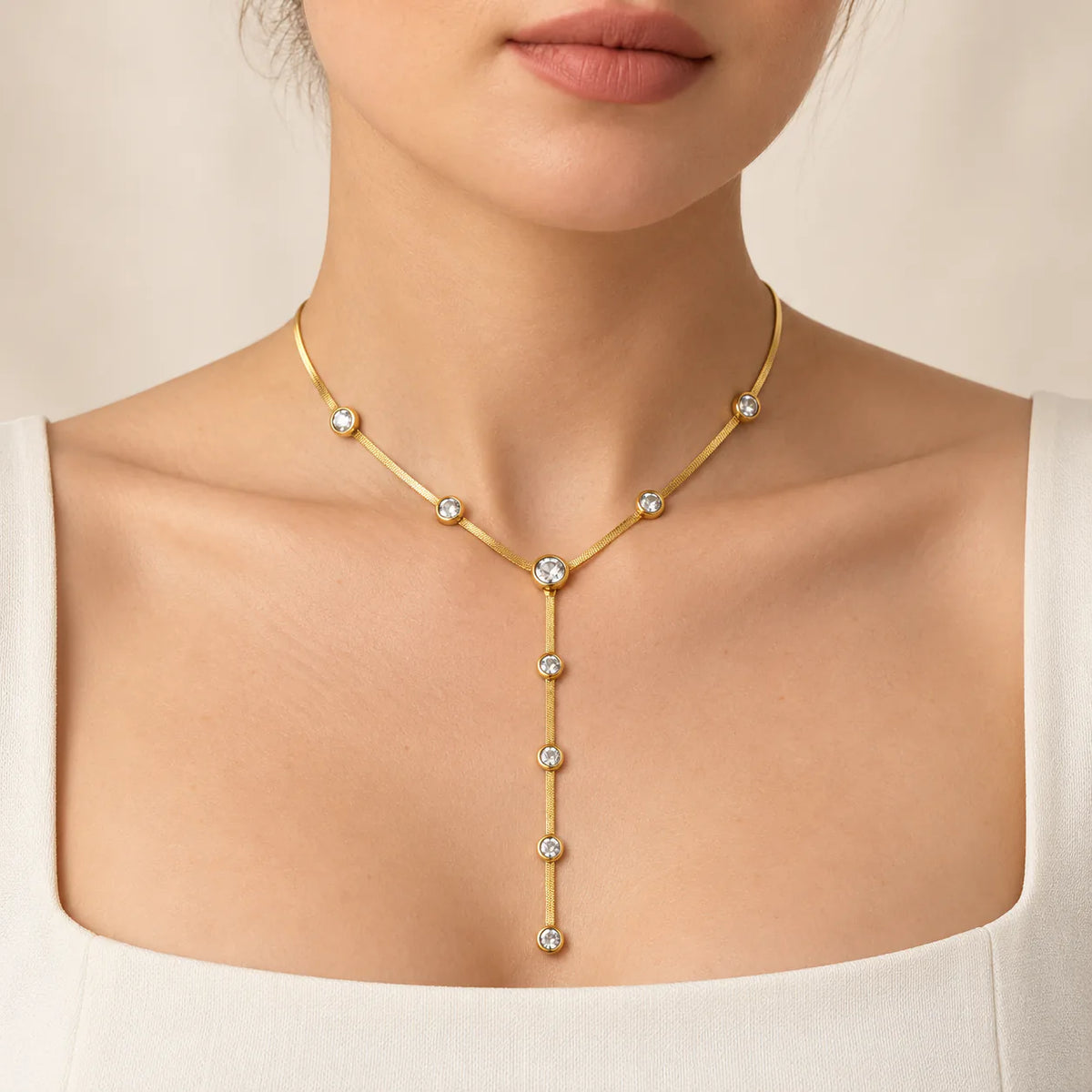 Gleam Drop Y-Necklace - on model