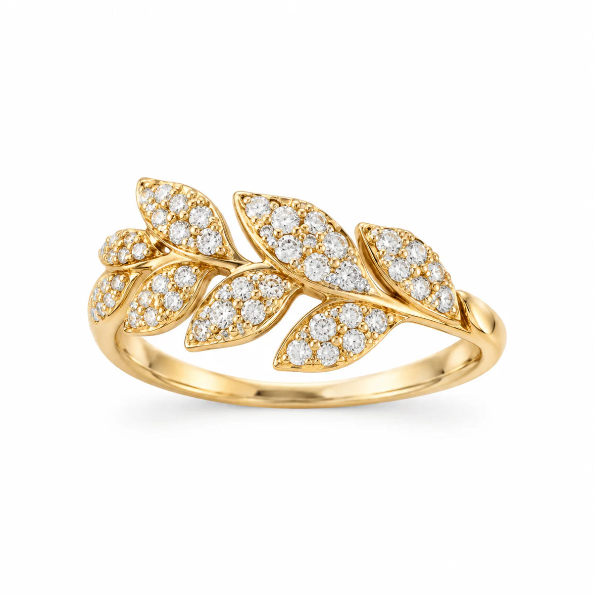 Golden Leaf Vine & Pavé 3-Piece Jewelry Set - studio
