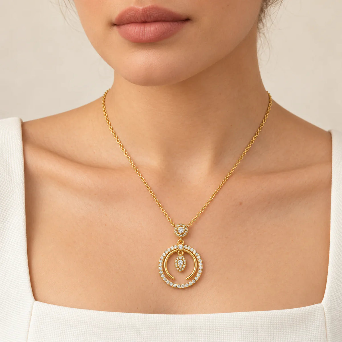 Golden Drop Radiance Pendant - on model