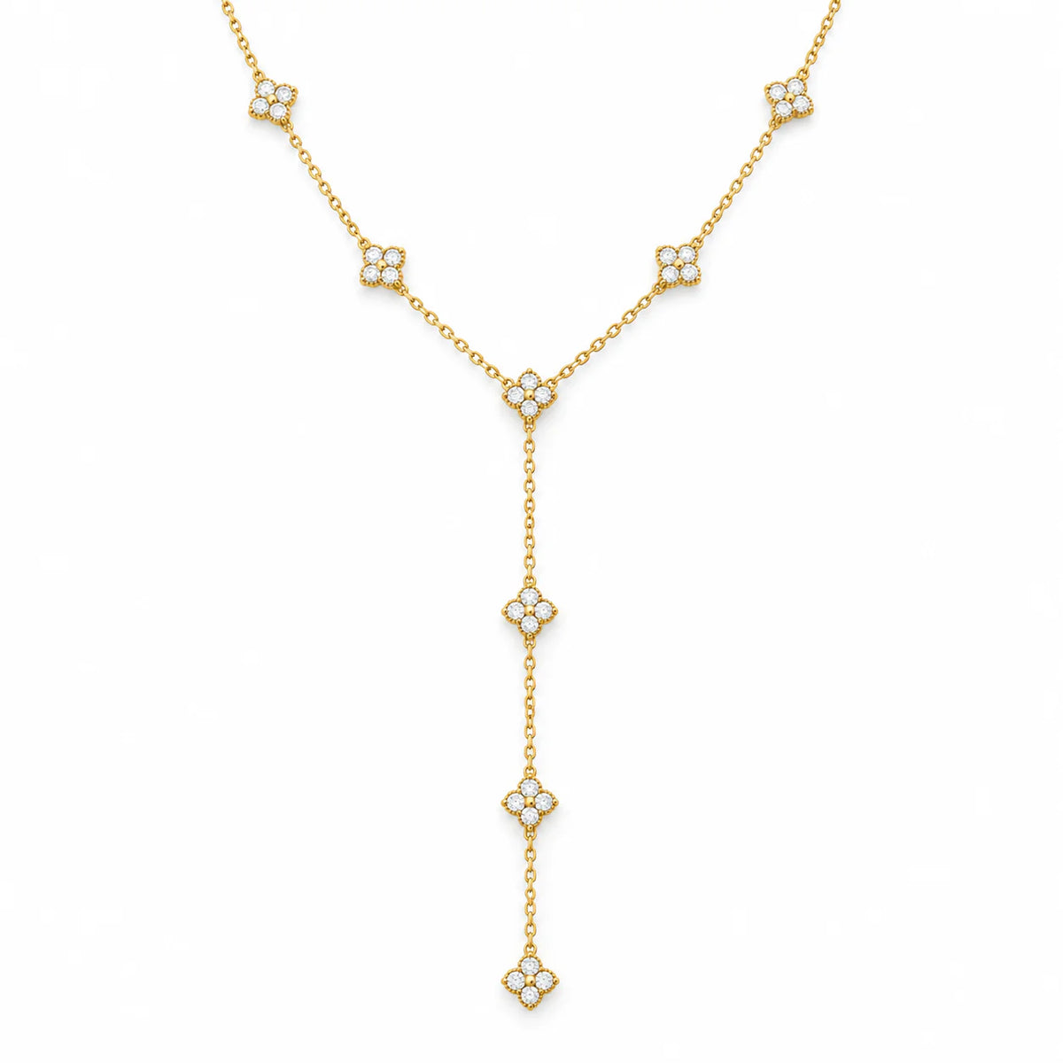 Radiant Four-Leaf Lariat Necklace - studio