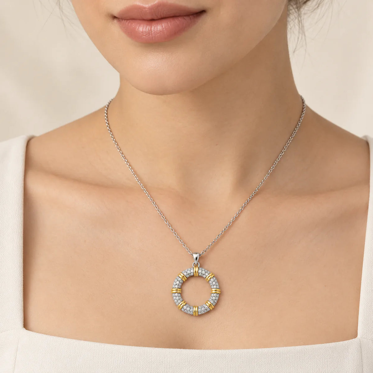 Cross Strus Zircon Necklace - on model