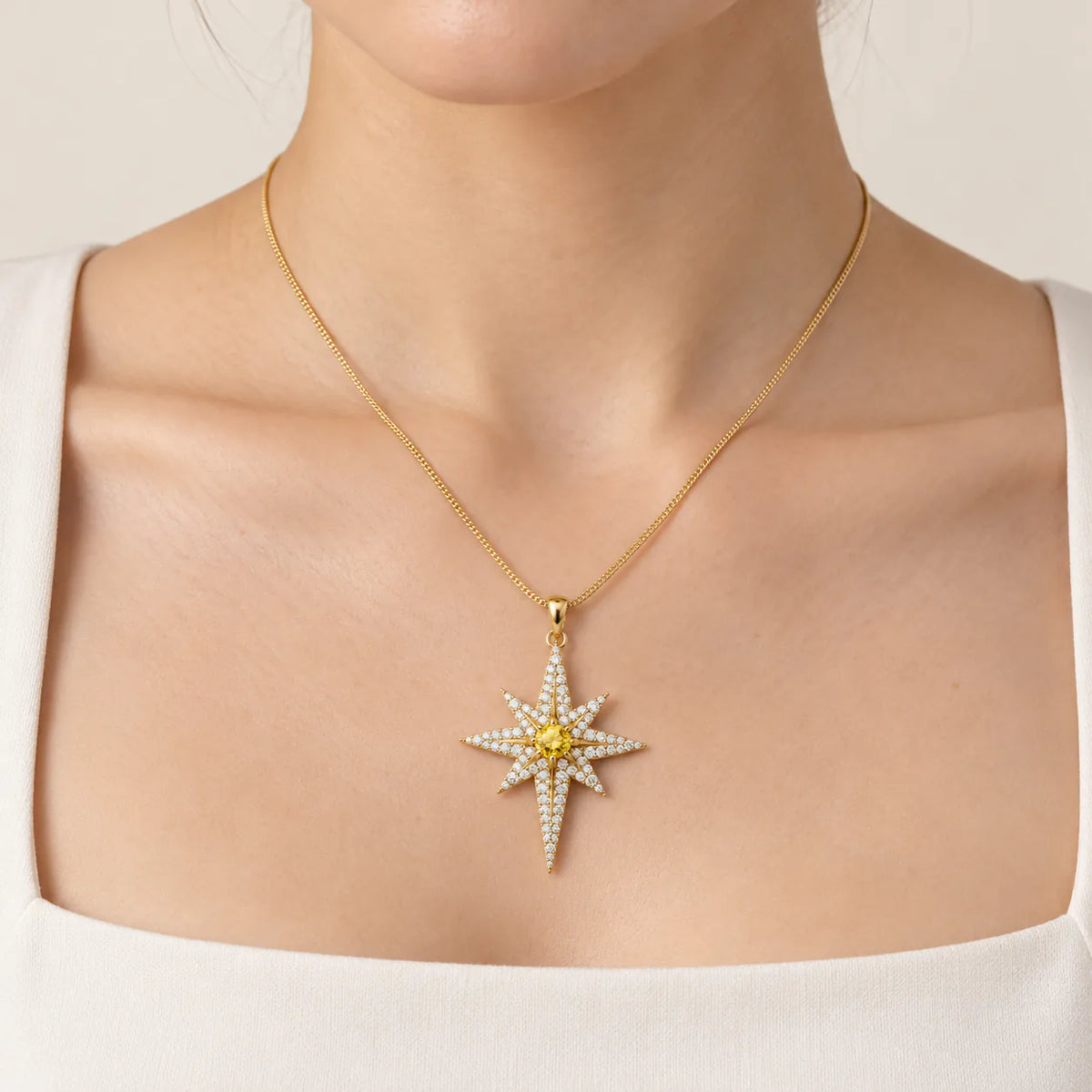 Celestial Starburst Necklace - on model
