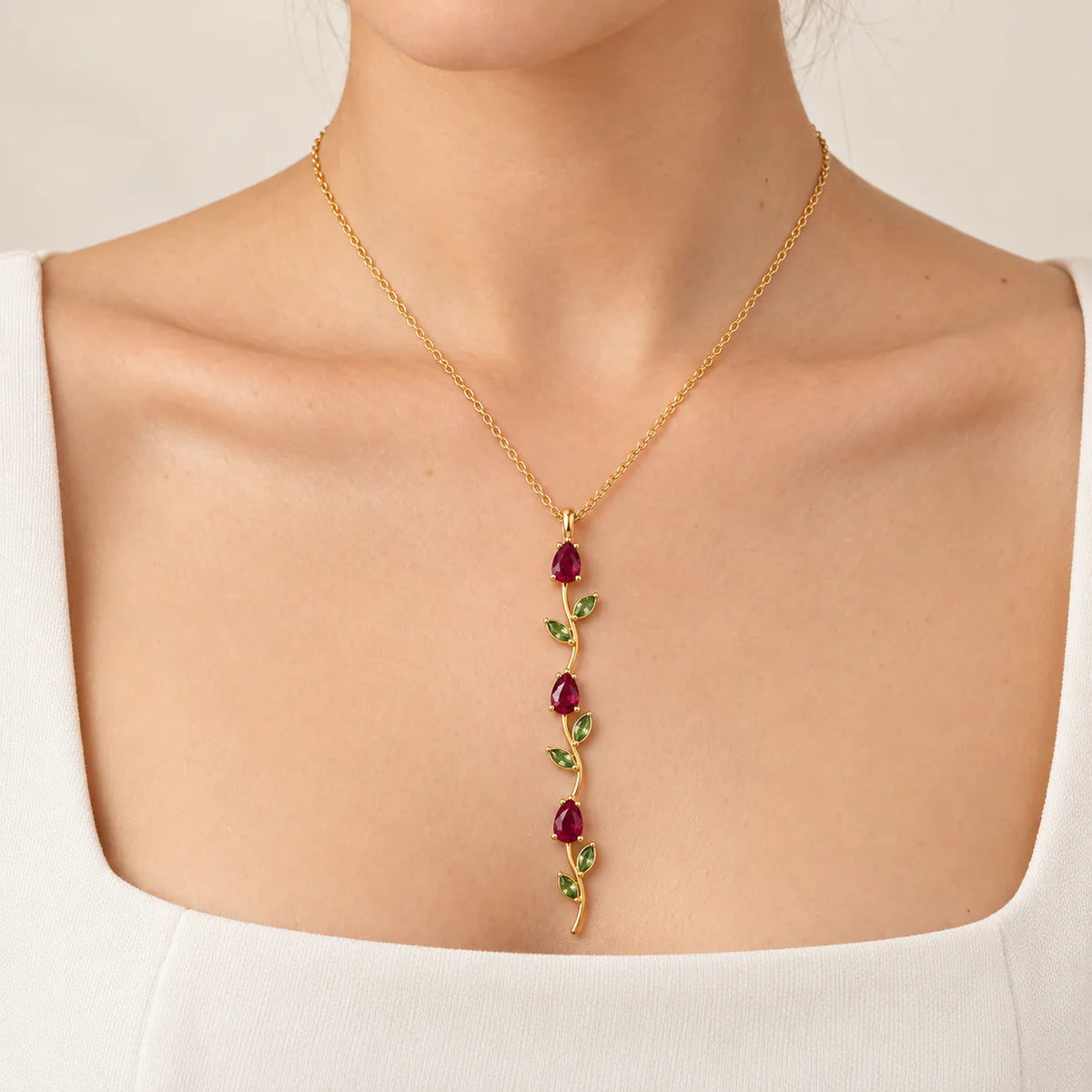 The Blooming Rose Y-Necklace - on model