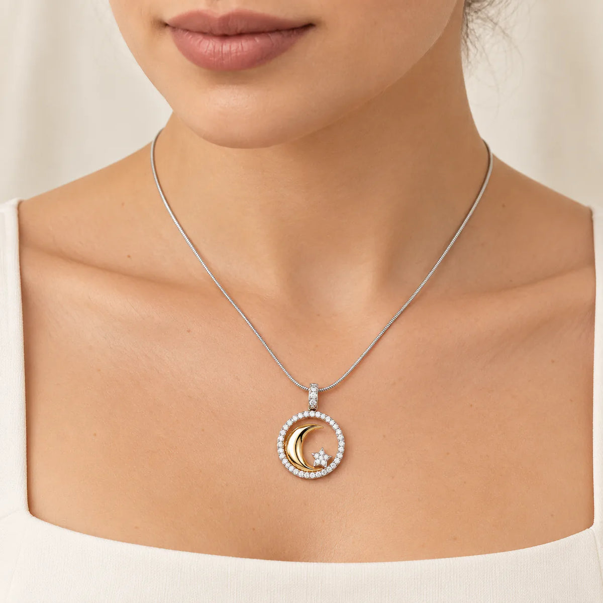 Moon & Star Radiance Pendant - on model