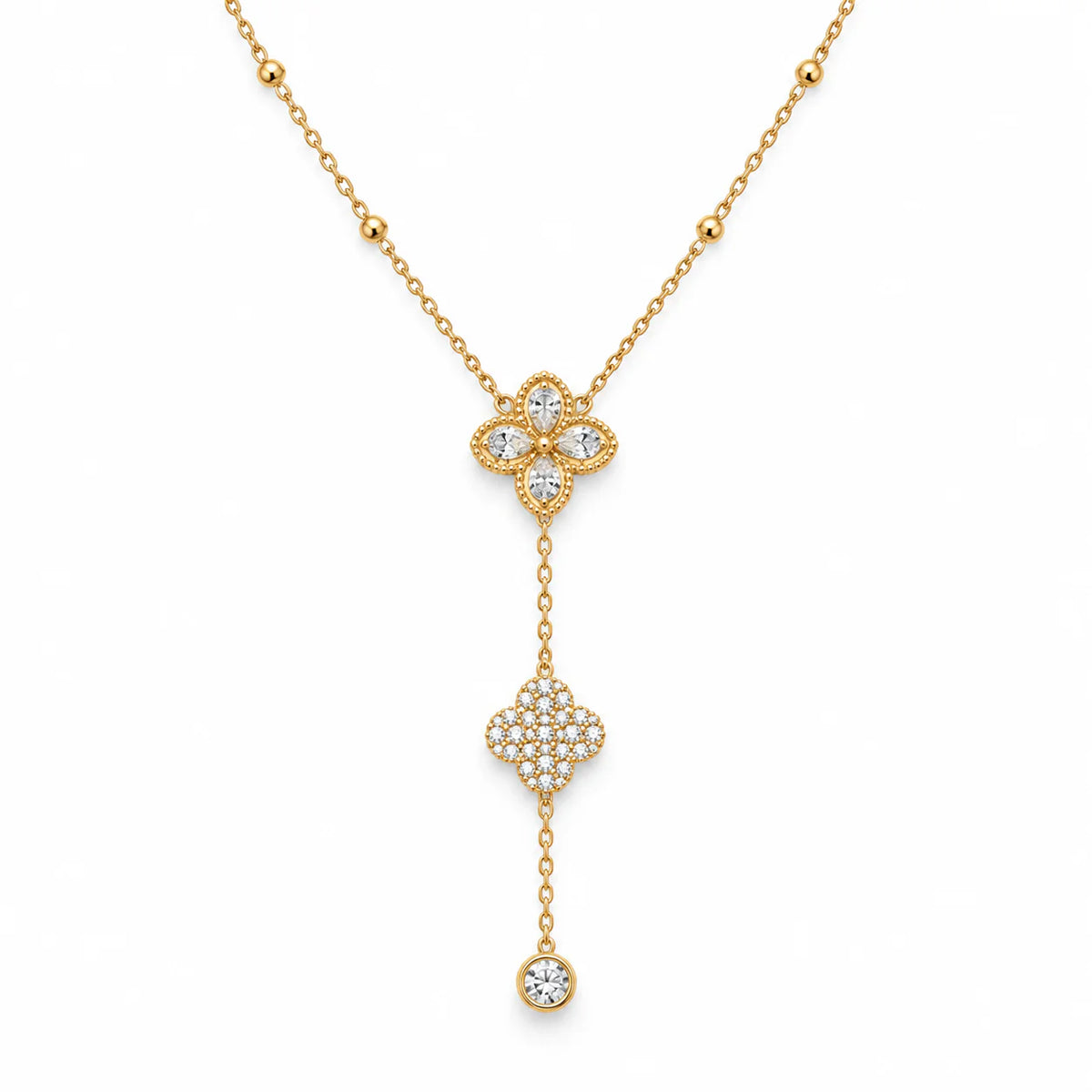 Aura Floral Drop Stainless Steel Necklace - studio