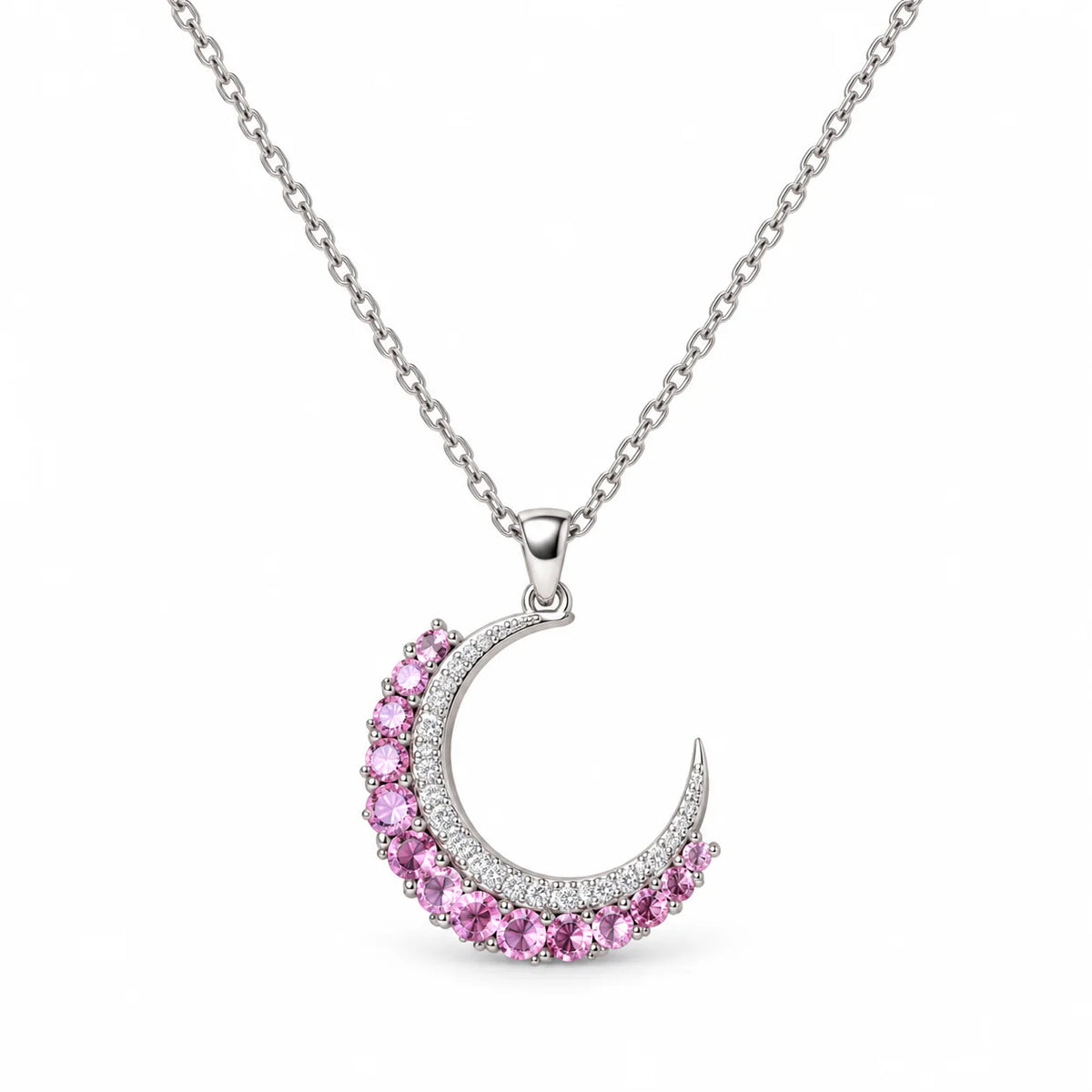 Crescent Color White gold Necklace - studio