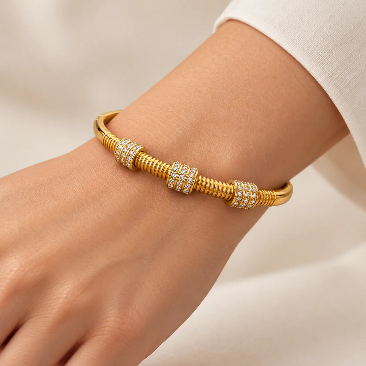 Rope Zircon Bangle - on model
