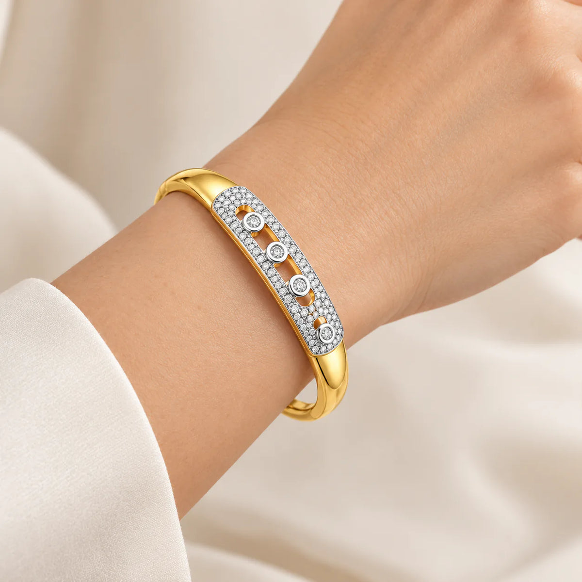 Gold & silver bangle - on model