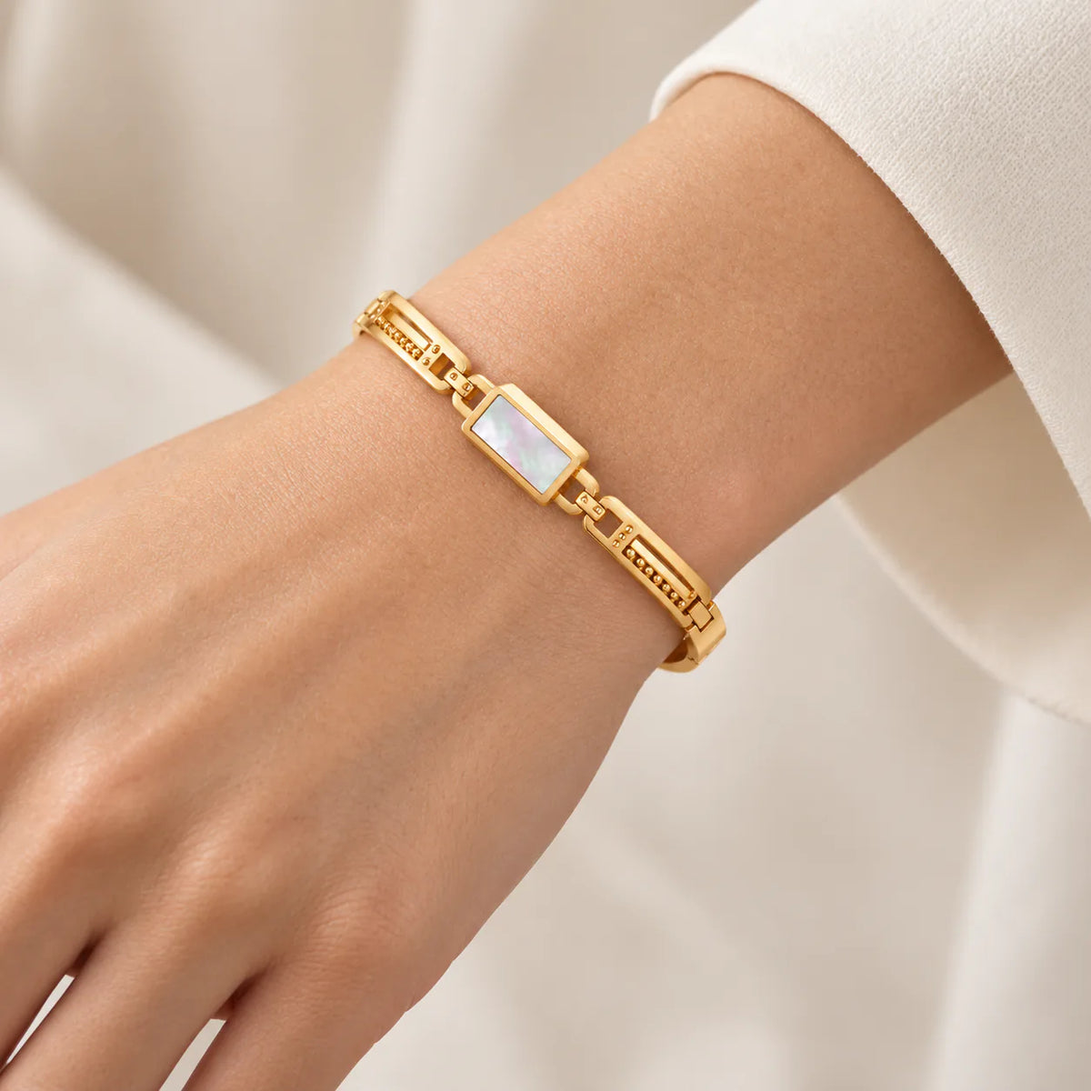 Stainless Steel Bangle - on model