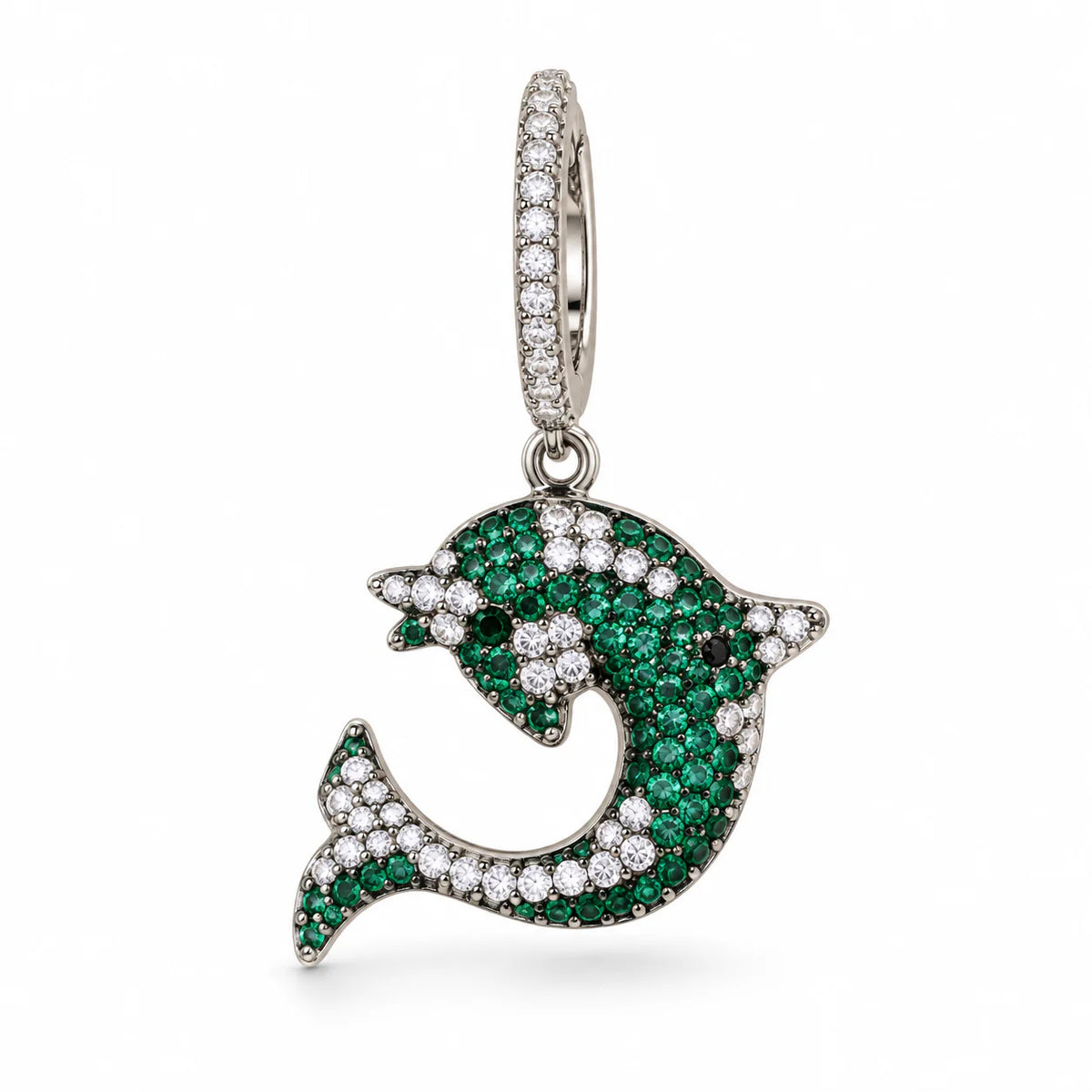 Emerald Dolphin Platinum Earrings - studio