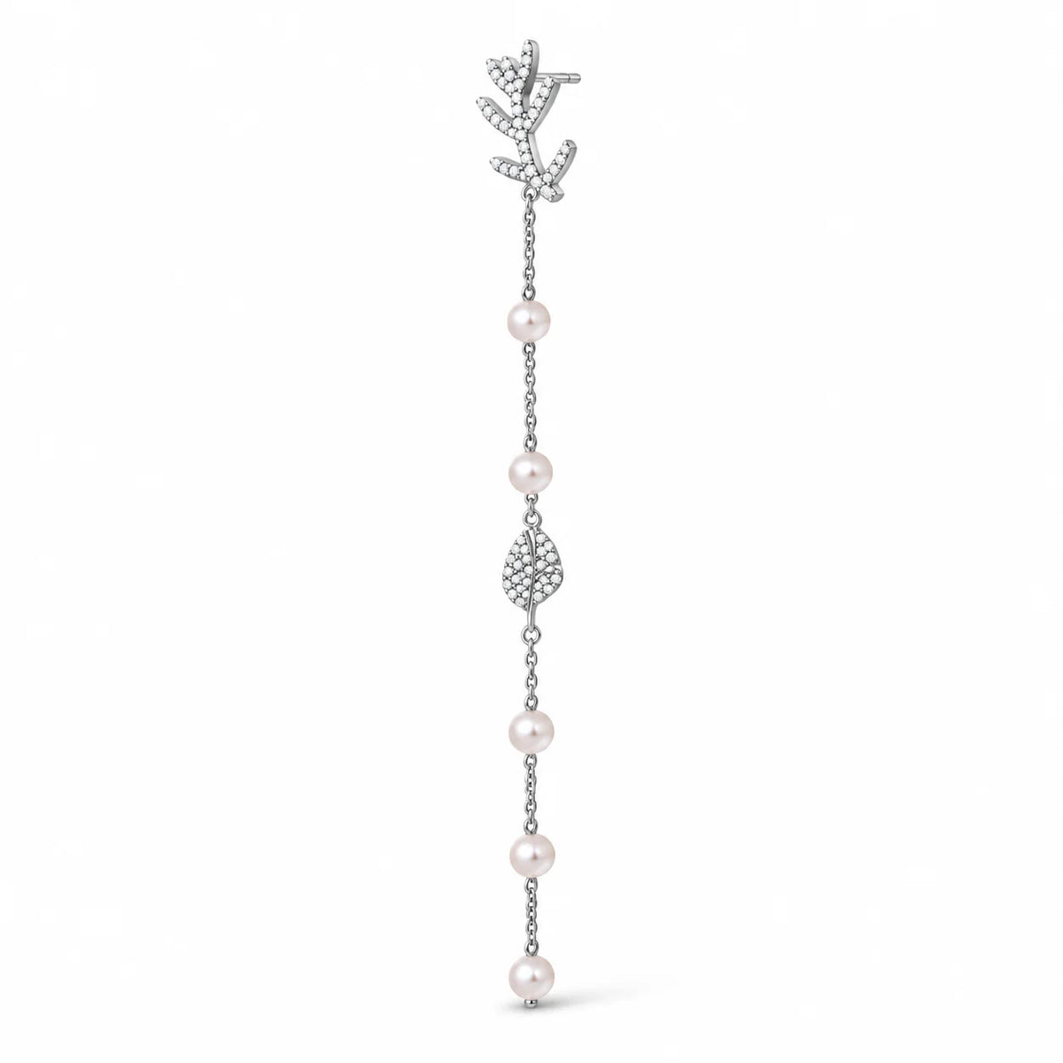 Frost Branches Long Platinum & Zirconia Earrings - studio