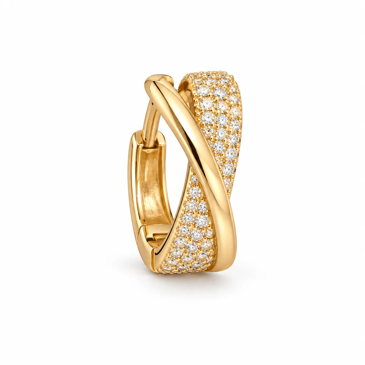 Zircon Crossover Earrings 316L Gold Plated - studio