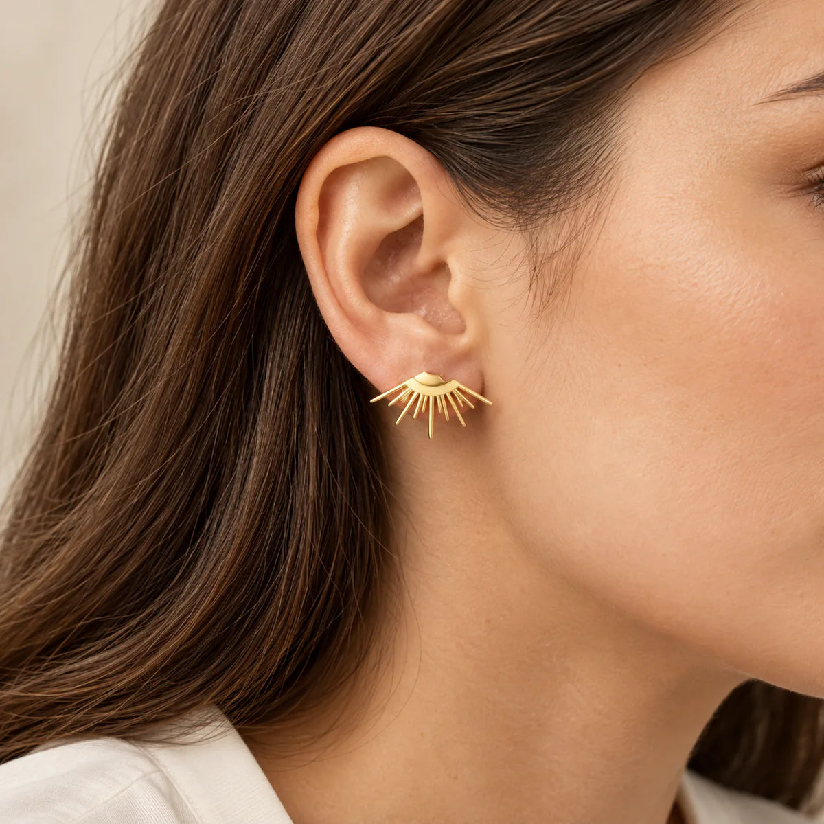 Fan Earrings - on model