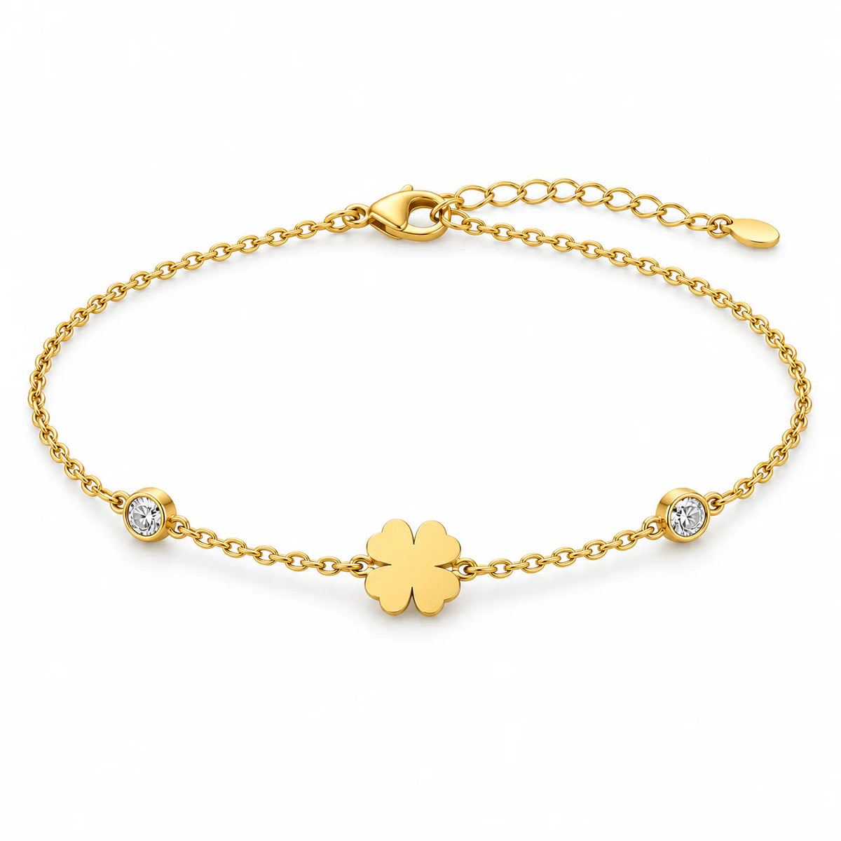 Zircon & Clover Charm Anklet - studio