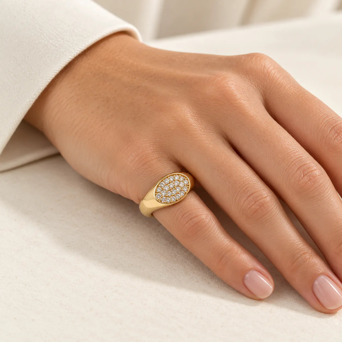 Diamond-Look Pave Pinky Ring - on model