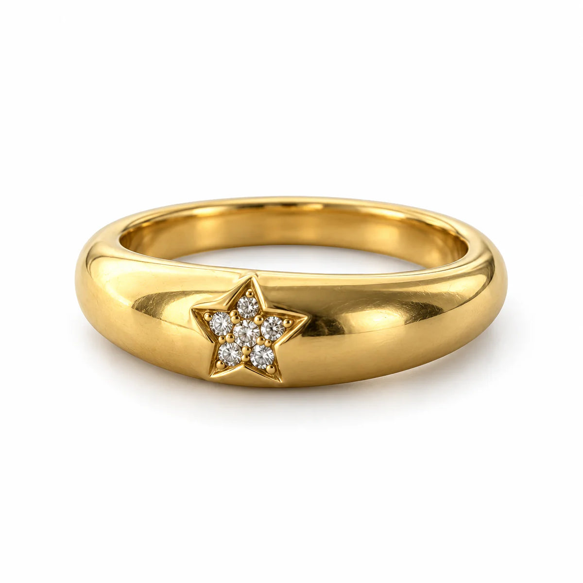 Single Star Dome Gold Pinky Ring - studio
