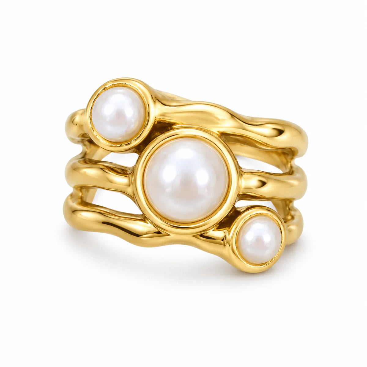 Triple Pearl Ring (free size ) - studio