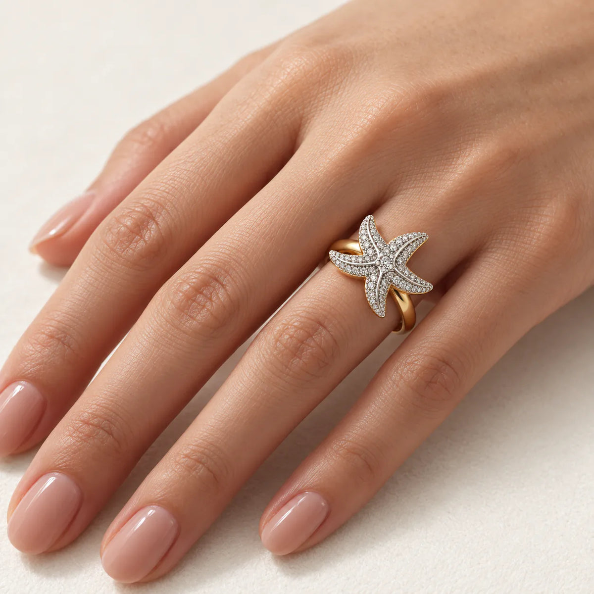 Star Zircon Ring (free size) - on model