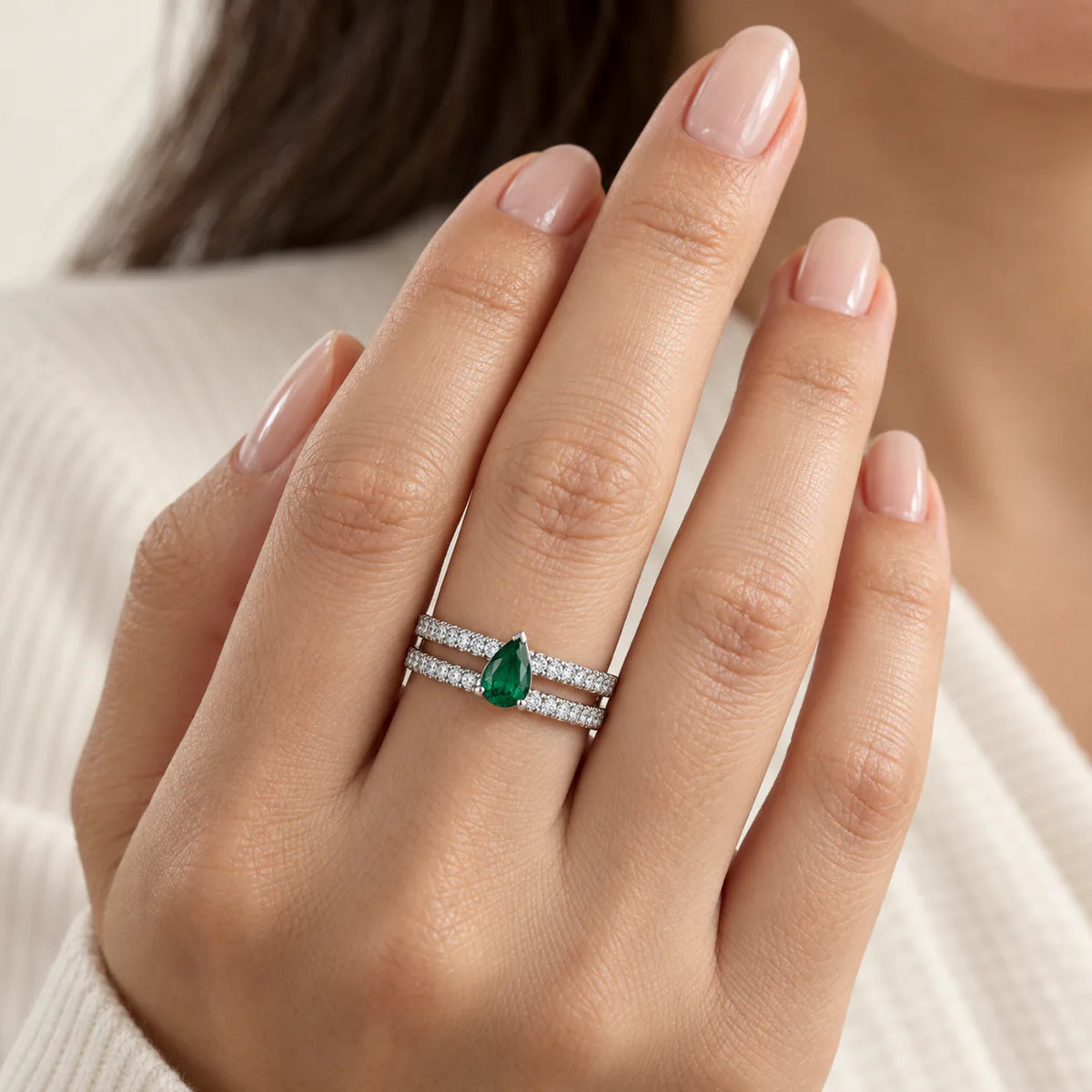 Emerald Embrace Ring - on model