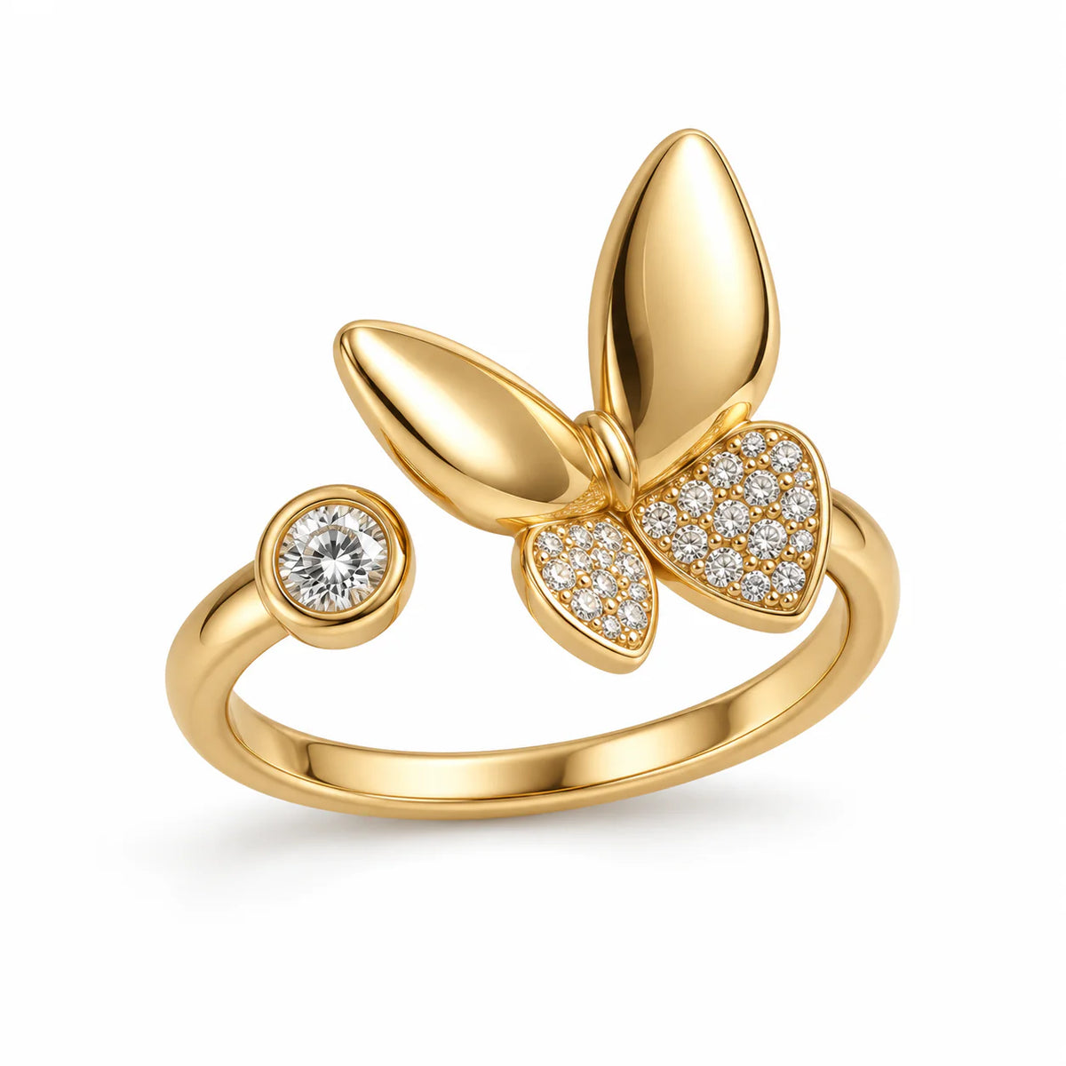 Butterfly Gold Plated Ring (free size) - studio