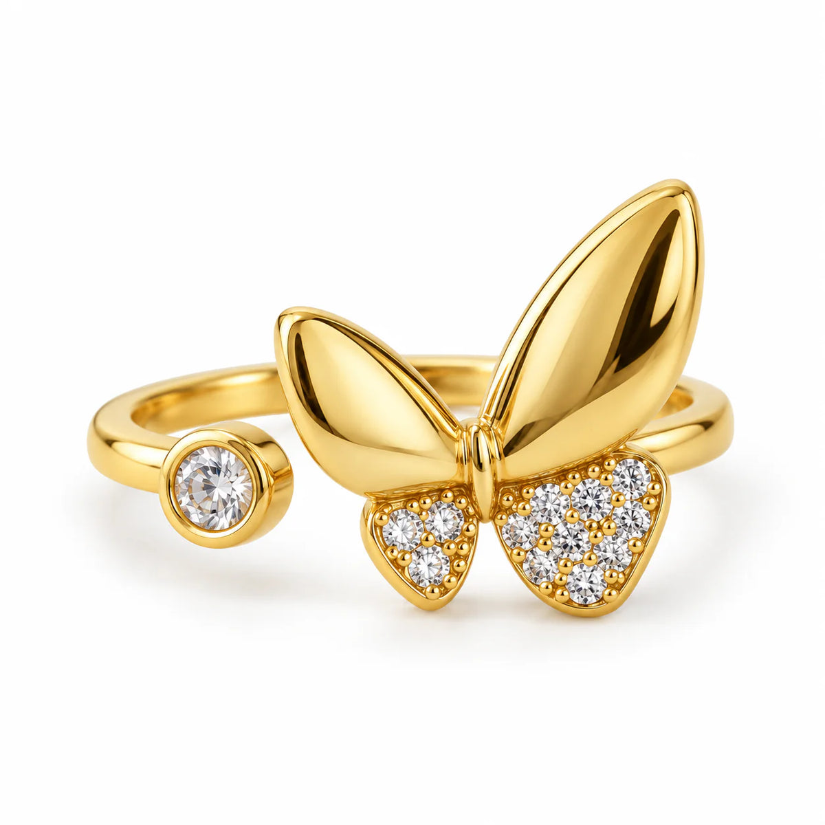 Butterfly Gold Plated Ring (free size) - studio
