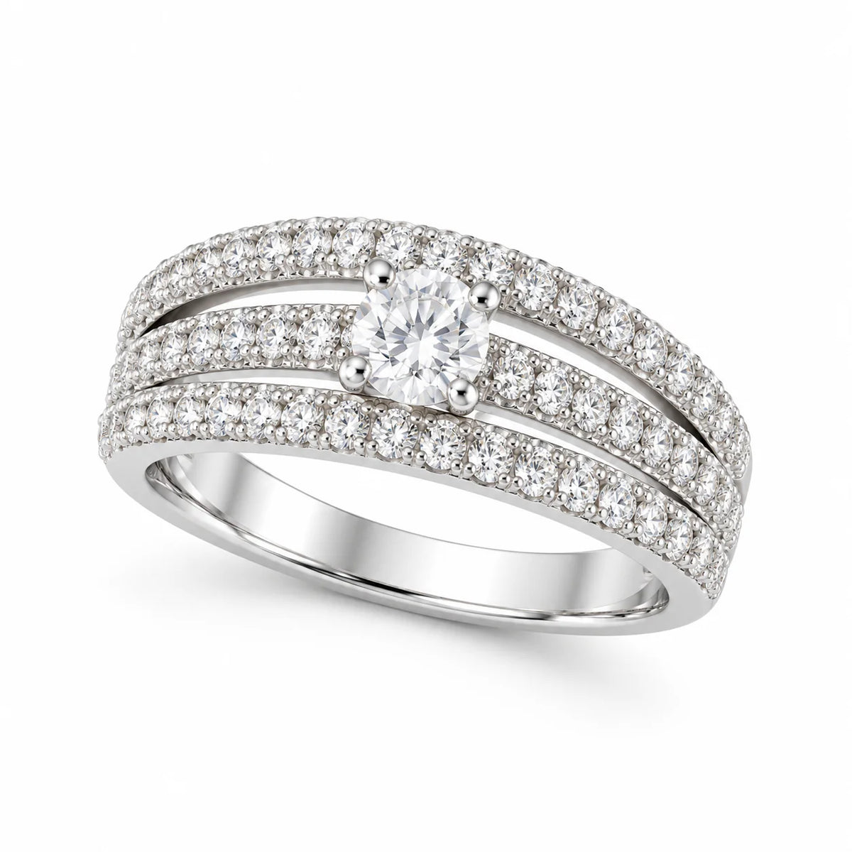 White Gold Plated Ring With Stones - studio