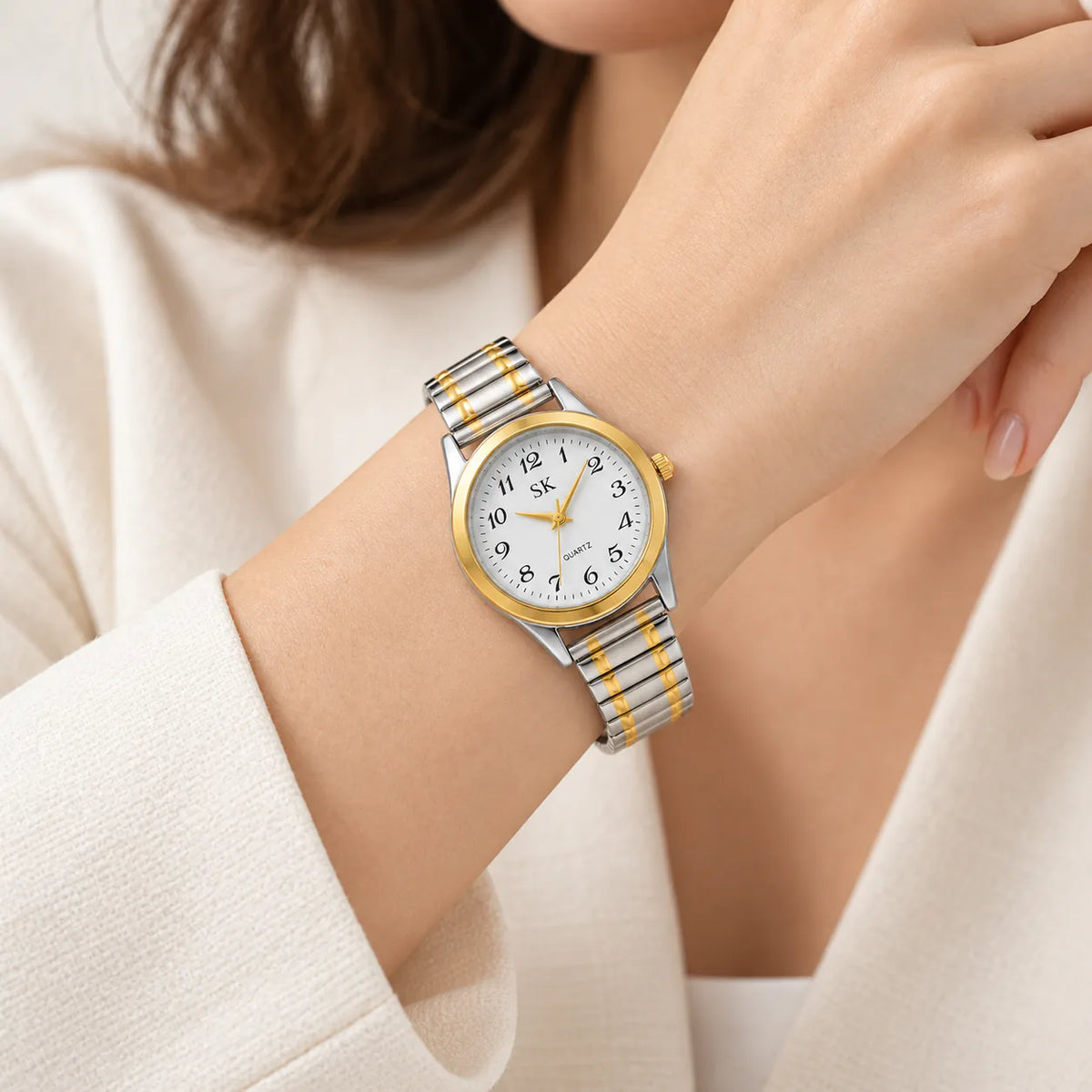 Two-Tone Metal Strap Watch - on model