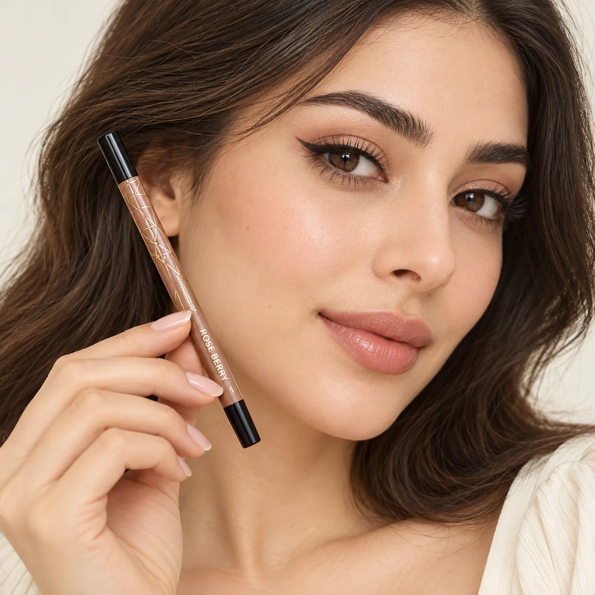 Rose Berry Waterproof Gel Eyeliner - Brown - on model