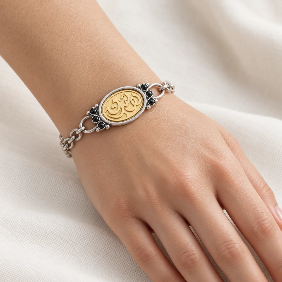 Arabic Script Bracelet - on model