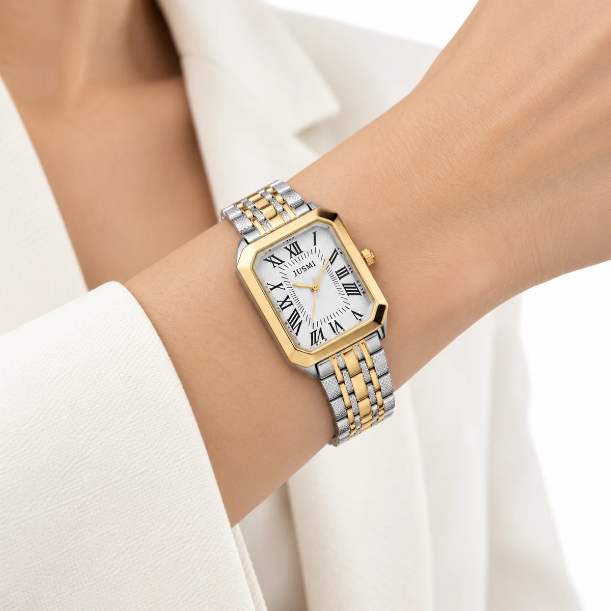 JUSMI Stainless Steel Watch - on model